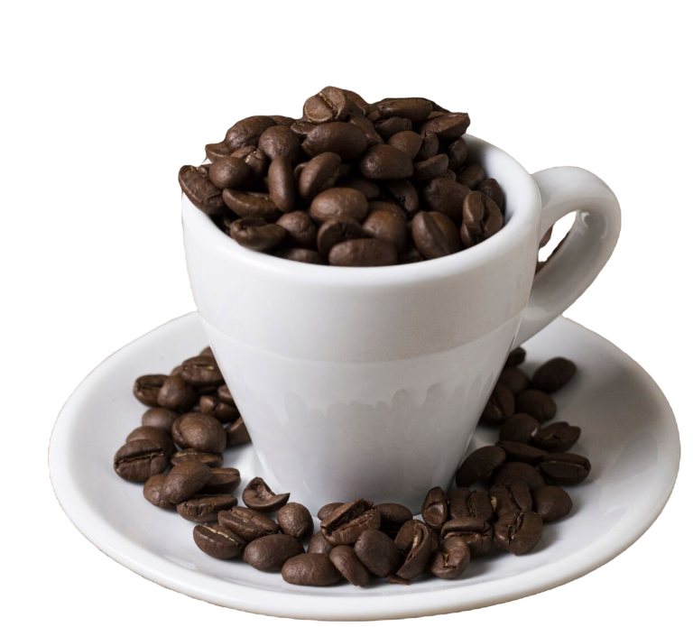 cafe-tostado-grano-taza-blanca